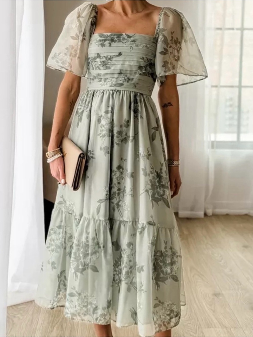 Abercrombie & Fitch Emerson Flutter-Sleeve Midi Dress - Size Small